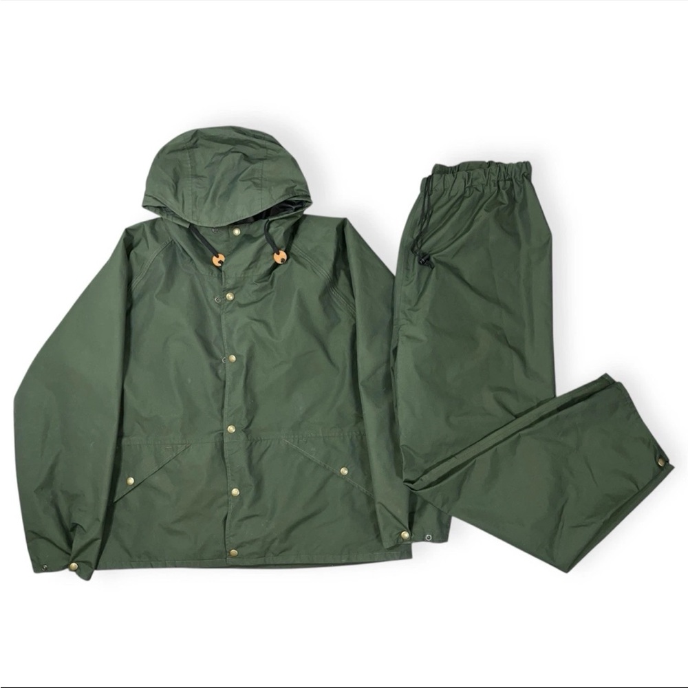 Vintage Cabelas Gore-Tex‎ Waterproof Outdoor Fishing Rain Suit Olive Green Large